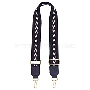 Adjustable Pure Cotton Bag Handles, with Zinc Alloy Swivel Clasps, Arrow Pattern, for Bag Replacement Accessories, Black, 8.5~136x3.8x0.2cm(FIND-WH0077-33)