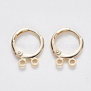 Brass Leveback Findings, Nickel Free, with Horizontal Loop, Real 18K Gold Plated, Real 18K Gold Plated, 14.5x11.5x2mm, Hole: 1.5mm, Pin: 0.8mm(KK-T049-15G-NF)