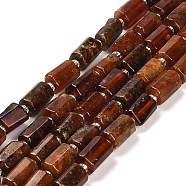 Natural Garnet Beads Strands, with Seed Beads, Faceted Column, 9~11x6~7.5x6~7.5mm, Hole: 1.2mm, about 30pcs/strand, 15.16~15.55 inch(38.5~39.5cm)(G-G068-A16-01)