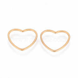 Ion Plating(IP) 304 Stainless Steel Linking Ring, Heart, Real 18K Gold Plated, 18x19.5x1mm(STAS-S079-21B)