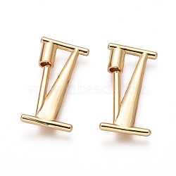 Brass Screw Carabiner Lock Charms, for Necklaces Making, Real 18K Gold Plated, Polishing, Letter, Letter.I, 34x17x2.5mm, Screw: 7x5mm(KK-I663-01G-I)
