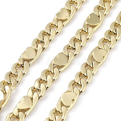 Rack Plating Brass Figaro Chains, Long-Lasting Plated, Soldered, with Spool, Lead Free & Cadmium Free, Real 18K Gold Plated, Link: 13x6x2mm and 7.5x5.5x1mm(CHC-F018-09G-02)