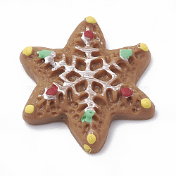 Resin Decoden Cabochons, Gingersnap Snowflake, Imitation Food, Camel, 21x18x4mm(CRES-N016-21)