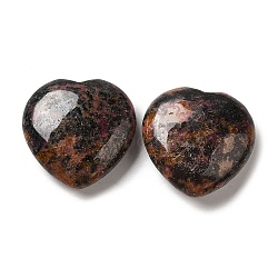 Natural Rhodonite Healing Stones, Heart Love Stones, Pocket Palm Stones for Reiki Ealancing, 30x30x11.5~12.5mm(G-G020-01H)