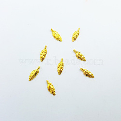 Alloy Cabochons, Nail Art Decoration Accessories for Women, Leaf, Golden, 8x2.8x1mm(MRMJ-WH0063-12A-G)