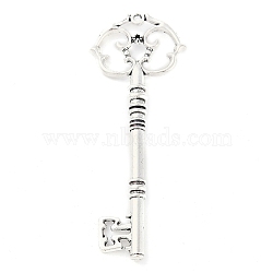 Tibetan Style Alloy Skeleton Key Big Pendants, Cadmium Free & Lead Free, Antique Silver, 83x31x6mm, Hole: 2.5mm, about 49pcs/500g(TIBEP-Q043-021-RS)