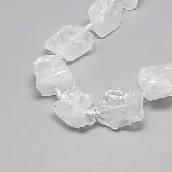 Natural Quartz Crystal Beads Strands, Rock Crystal Beads, Nuggets, 10~27x17~33x17~33mm, Hole: 2~3mm, about 12~15pcs/strand, 15.7 inch(G-R421-16)