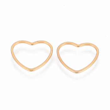 304 Stainless Steel Linking Ring, Heart, Golden, 18x19.5x1mm