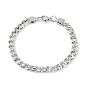 Non-Tarnish 201 Stainless Steel Twist Chain Bracelets for Women Men, Stainless Steel Color, 8-3/4 inch(22.3cm)