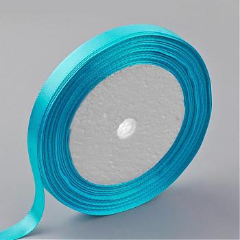 Single Face Satin Ribbon, Polyester Ribbon, Deep Sky Blue, 1 inch(25mm) wide, 25yards/roll(22.86m/roll), 5rolls/group, 125yards/group(114.3m/group)