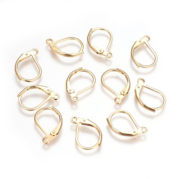 304 Stainless Steel Leverback Earrings Findings, with Loop, Golden, 16x10x1.7mm, Hole: 1.4mm, Pin: 0.8mm