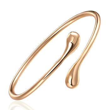 Real 18K Gold Plated Brass teardrop, Cuff Bangles for Women, 64mm
