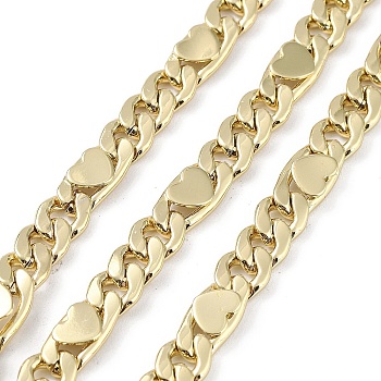 Rack Plating Brass Figaro Chains, Long-Lasting Plated, Soldered, with Spool, Lead Free & Cadmium Free, Real 18K Gold Plated, Link: 13x6x2mm and 7.5x5.5x1mm