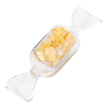 Raw Natural Citrine Chip in Plastic Candy Box Display Decorations, Reiki Energy Stone Ornament, 80mm