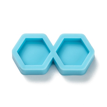 DIY Pendant Silicone Molds, for Earring Makings, Resin Casting Molds, For UV Resin, Epoxy Resin Jewelry Making, Hexagon, Deep Sky Blue, 14.5x30x5mm, Inner Diameter: 11x12mm