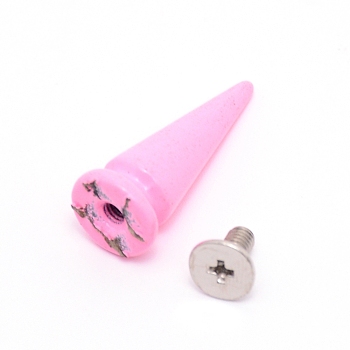 Zinc Alloy Rivets, with Iron Screw, Cone, Pearl Pink, 25x10mm