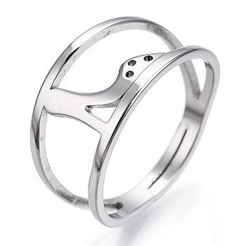 304 Stainless Steel High-Heeled Shoes Adjustable Ring for Women, Stainless Steel Color, US Size 6 1/2(16.9mm)