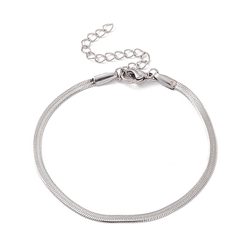 304 Stainless Steel Herringbone Chains Bracelet for Men Women, Stainless Steel Color, Wide: 2.5mm, 6-1/2 inch(16.5cm)