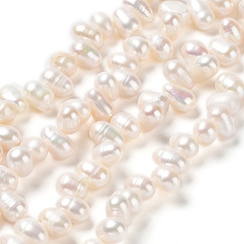 Natural Cultured Freshwater Pearl Beads Strands, Grade 4A, Rice, PapayaWhip, 7~9x4~5mm, Hole: 0.5mm, about 77pcs/strand, 13.90 inch(35.3cm)