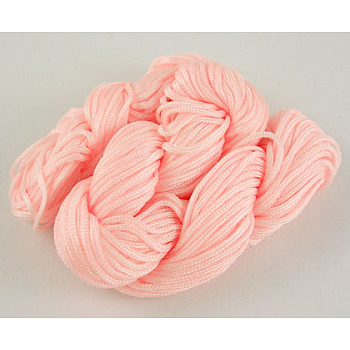 Nylon Thread, Nylon Jewelry Cord for Custom Woven Bracelets Making, Pink, 1.5mm, 14m/batch