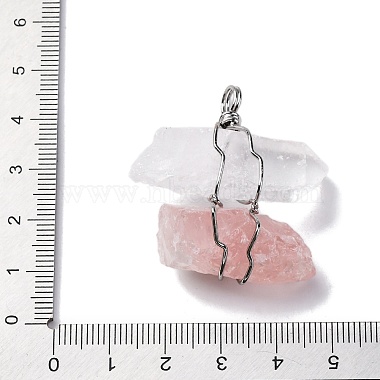 Natural Rose Quartz & Quartz Crystal Nuggets Big Pendants(G-K338-43P-05)-3