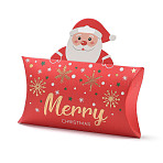 Christmas Theme Paper Pillow Gift Boxes, Gift Packaging Boxes with Hanging Hole for Gift Wrapping, Santa Claus, 13x2.75x11.5cm(CON-B012-02)