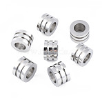 Non-Tarnish 316 Surgical Stainless Steel European Beads, Large Hole Beads, Grooved Beads, Column, Stainless Steel Color, 12x8mm, Hole: 8mm(STAS-N097-061P)