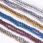 PVD Vacuum Plating Electroplated Natural Lava Rock Bead Strands, Long-Lasting Plated, Dyed, Round, Mixed Color, 4.5~5mm, Hole: 1mm, about 91pcs/strand, 15.3 inch(39cm)(G-P363-A)