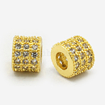 Brass Cubic Zirconia Beads, Column, Golden, 6x5mm, Hole: 3mm(ZIRC-F001-72G)