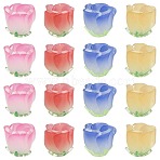 16Pcs 4 Colors Gradient Color Opaque Acrylic Beads, Flower, Mixed Color, 15x14mm, Hole: 1mm, 4pcs/color(MACR-CJ0002-32)