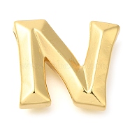 Rack Plating Brass Pendants, Long-Lasting Plated, Cadmium Free & Lead Free, Letter A~Z Charms, Letter N, 16.5x18x6mm, Hole: 3.5x2mm(KK-I722-07G-N)