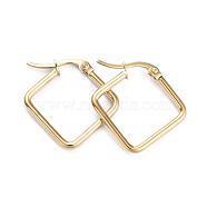 201 Stainless Steel Angular Hoop Earrings, with 304 Stainless Steel Pins, Rhombus, Golden, 24x24.5x2mm, 12 Gauge, Pin: 1x0.7mm(EJEW-I245-33E)