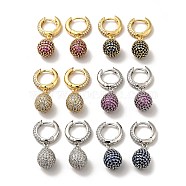 Cubic Zirconia Teardrop Dangle Hoop Earrings, Brass Jewelry for Women, Mixed Color, 31.5mm, Pin: 0.8mm(EJEW-F288-04)