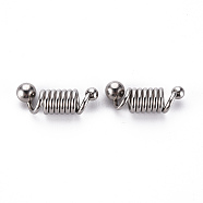 304 Stainless Steel Coil Cord Ends, Stainless Steel Color, 24x8mm, Hole: 5mm(STAS-T052-37P)