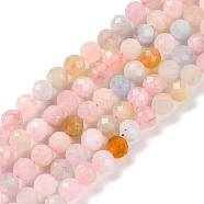 Natural Morganite Beads Strands, Faceted, Round, 6mm, Hole: 1mm, about 65pcs/strand, 15.35 inch(39cm)(G-F770-C09-05)