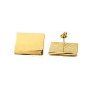 304 Stainless Steel Square Stud Earrings for Women, Golden, 22.5x23.5mm(EJEW-U020-16P)