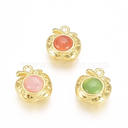 Alloy Cat Eye Pendants, Long-Lasting Plated, Apple, Mixed Color, 18.5x15.5x8.5~9.5mm, Hole: 1.8mm(PALLOY-G261-01-G)