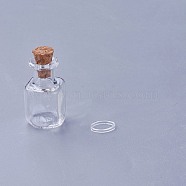 Glass Bottle, Wishing Bottle, with Cork Stopper, Rectangle, Clear, 2.95cm, Bottle: 2.55x1.45x1.35cm(CON-WH0068-12)