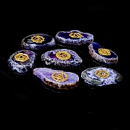 Chakra Natural Agate Nuggets Stone, Pocket Palm Stone for Reiki Balancing, Home Display Decorations, Purple, 30~50x5mm, 7pcs/set(PW-WG57447-02)