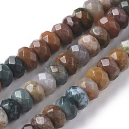 Natural Ocean Jasper Beads Strands, Faceted, Rondelle, 6x4mm, Hole: 1mm, about 97pcs/strand, 15.16 inch(38.5cm).(G-F668-01-A)