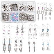 DIY Earring Making Kit, Including Glass Beads, Brass Earring Hooks, Eye Pins, Flat Head Pins & Jump Rings, Alloy Charms, Bead Caps, Links & Spacer Beads, Mixed Color, 172pcs/box(DIY-SC0017-91)