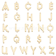 Elite 26Pcs 26 Styles Brass Connector Charms, Real 18K Gold Plated, Letter Links, Letter A~Z, 12~14x9.5~12.5x1.5mm, Hole: 1mm, 1pc/style(KK-PH0005-45)