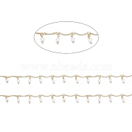 3.28 Feet Brass Bar Link Chains, with Glass, Soldered, Long-Lasting Plated, Real 18K Gold Plated, 12.5x1.5x1mm, 3.5x2.5x0.3mm(X-CHC-I030-04G)