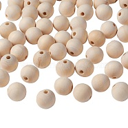 Natural Unfinished Wood Beads, Round Wooden Loose Beads Spacer Beads for Craft Making, Lead Free, Moccasin, 18x16~17mm, Hole: 3~5mm(WOOD-S651-18mm-LF)