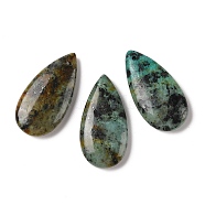 Natural African Turquoise(Jasper) Pendants, Teardrop Charms, 40.5x20.5x7.5mm, Hole: 1.5mm(G-Q171-02)