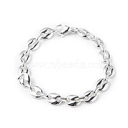 304 Stainless Steel Coffee Bean Chain Bracelet for Men Women, Silver, 8-3/8 inch(21.4cm)(BJEW-G669-10S)