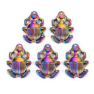 Rainbow Color Alloy Pendants, Cadmium Free & Nickel Free & Lead Free, Beetle, 30.5x21x4.5mm, Hole: 1.2mm(PALLOY-S180-284-NR)