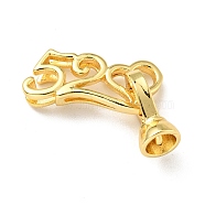 Rack Plating Brass Fold Over Clasps, Cadmium Free & Lead Free, Long-Lasting Plated, Valentine's Day, Number 52 and Heart, Golden, Heart: 21x10x3.5mm, Clasp: 13.5x7x6.5mm, Inner Diameter: 4.3mm(KK-E034-46G)