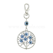 Alloy with Resin Evil Eye Pendant Decoration, with Alloy Swivel Lobster Claw Clasps, Tree of Life, 92mm(HJEW-JM01473-04)