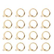 304 Stainless Steel Leverback Earring Findings, with Loop, Real 24K Gold Plated, 14.5x12mm, Hole: 1.2mm, Pin: 0.8x1mm(X-STAS-G081-62G)